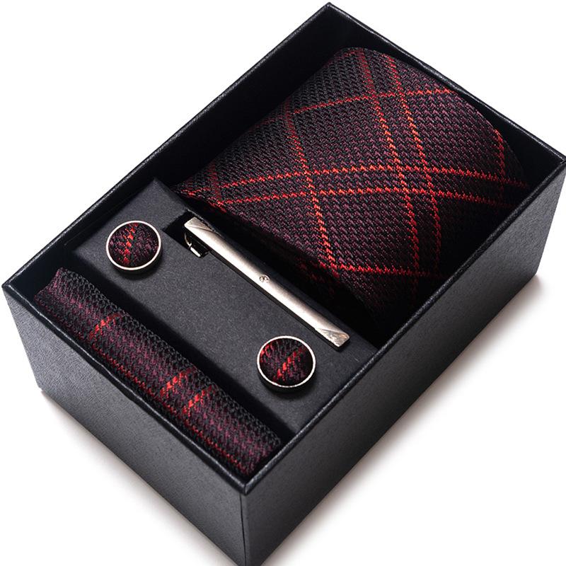 Gift Box Men'S 8Cm Tie Business Dress Jacquard Yarn Business Career Tie Set Men
