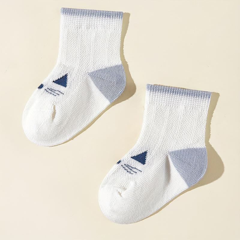 6Pairs Baby Mesh Socks Cute Cat Mid-tube Sock Summer  Sweat-absorbing Breathable Newborn Cotton Sock 0-3year Children Footwear