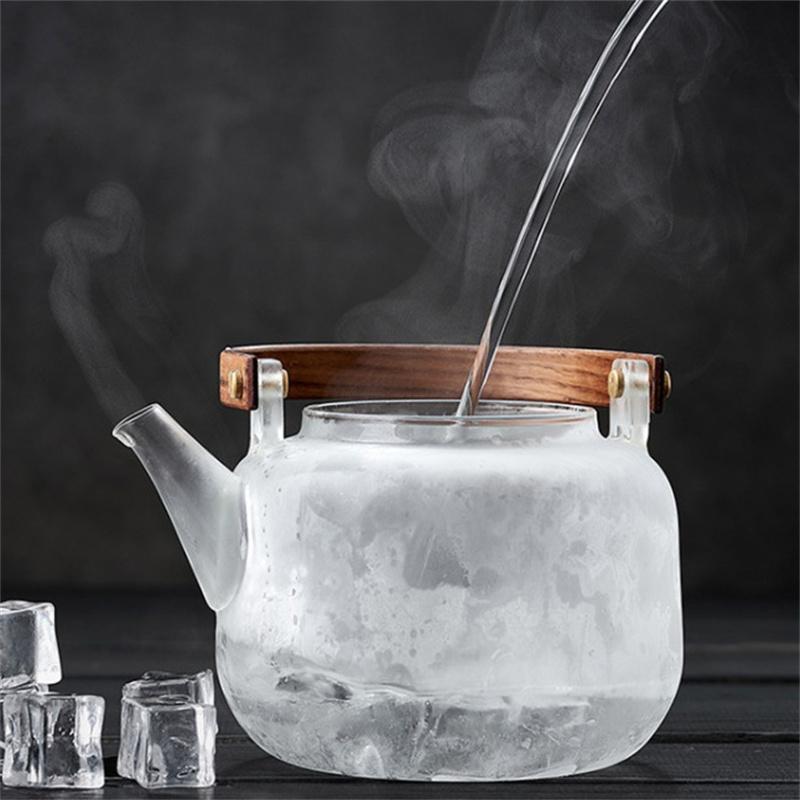 1000ml Steaming Boiling Dual-purpose Glass Teapot Heat Resistant Tea Kettle Cooking Oolong Puer Tea Maker Teaware