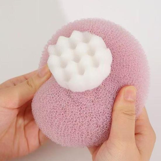 2Pcs Sunflower Bath Brush with Suction Cup Deep Exfoliating Shower Sponge 3D Honeycomb Structure Shower Scrubber