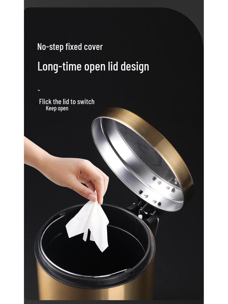 5L Champagne Gold Pedal Trash Can with Lid for Kitchen Use