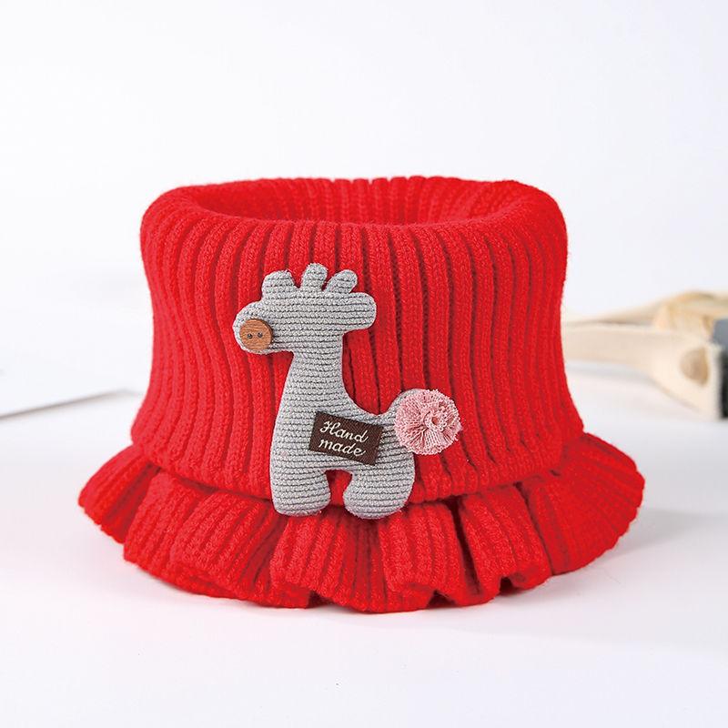 

Autumn and winter knitted cartoon animal lace scarf neck warmer for children, warm woolen baby neck warmer красный