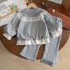 Girls Spring Outfit Lace Trim Hoodie Two Piece Set Baby Casual Stylish Sportswear Tracksuit For Toddler Kids Fashion Clothes