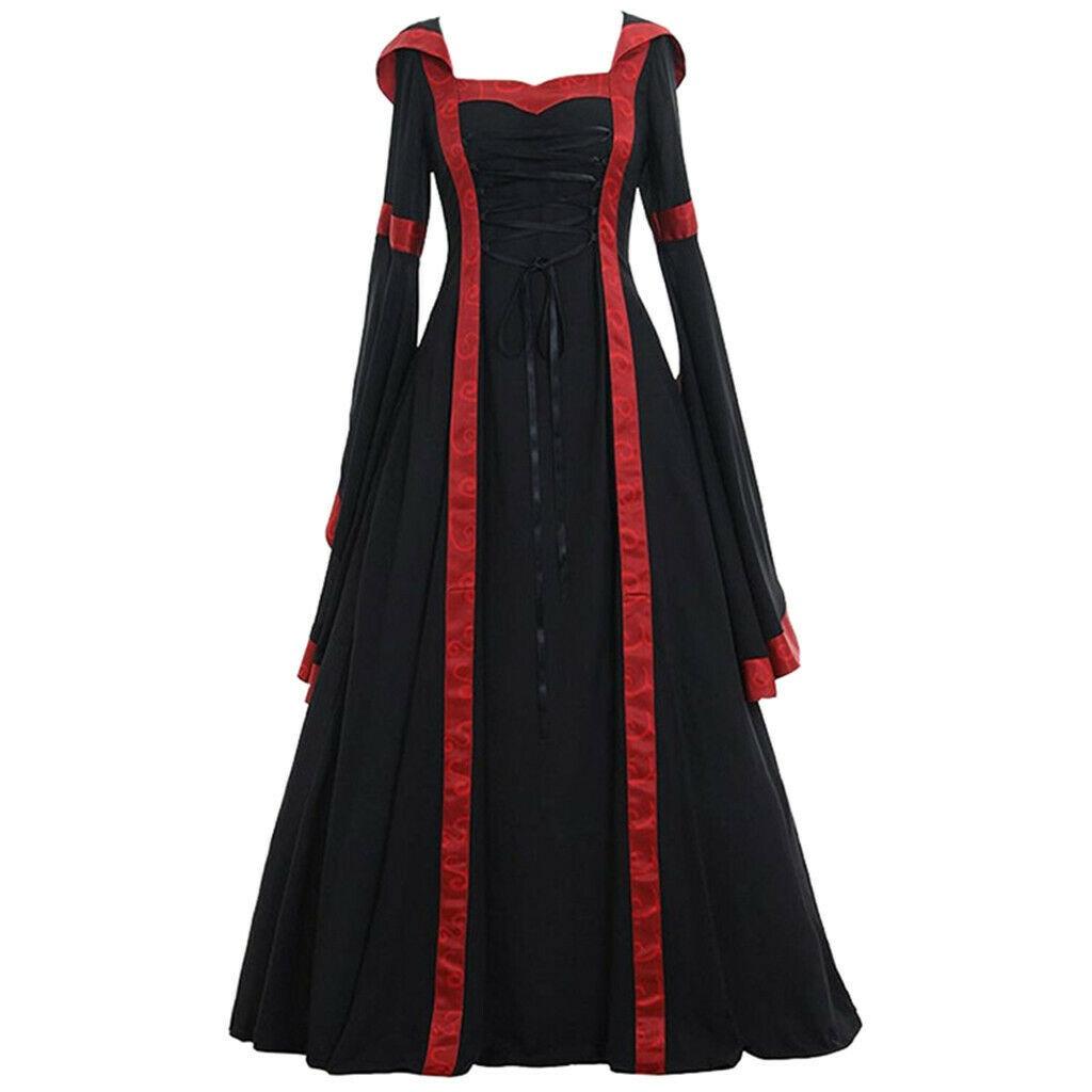 Halloween Medieval Women Dress Vintage Renaissance Gothic Cosplay Carnival Party