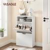 VASAGLE LBC040W01V1 Shoe Cabinet with 2 Compartments for Hallway, Living Room, Bedroom, 60 x 24 x 102 cm, White