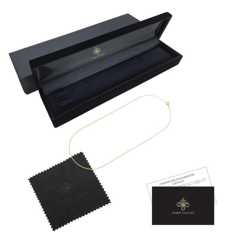 Fairy Carret 18K Gold Necklace with Curb Made in and Clasp Double-Sided Chain, Japan, Certified, 45cm, (Approx. 1.2g, 0.84mm Wide)