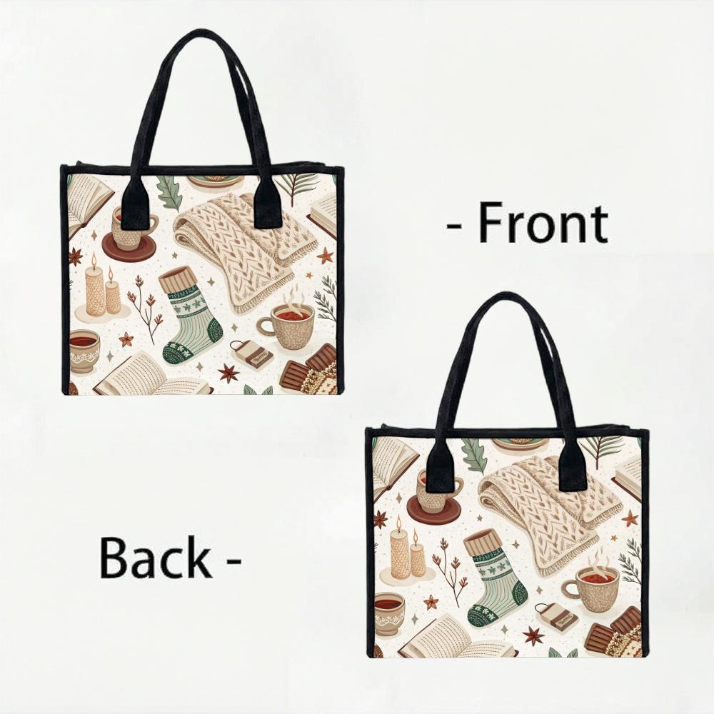 Cozy Winter Pattern Tote Bag Casual Daily Lightweight Handbag