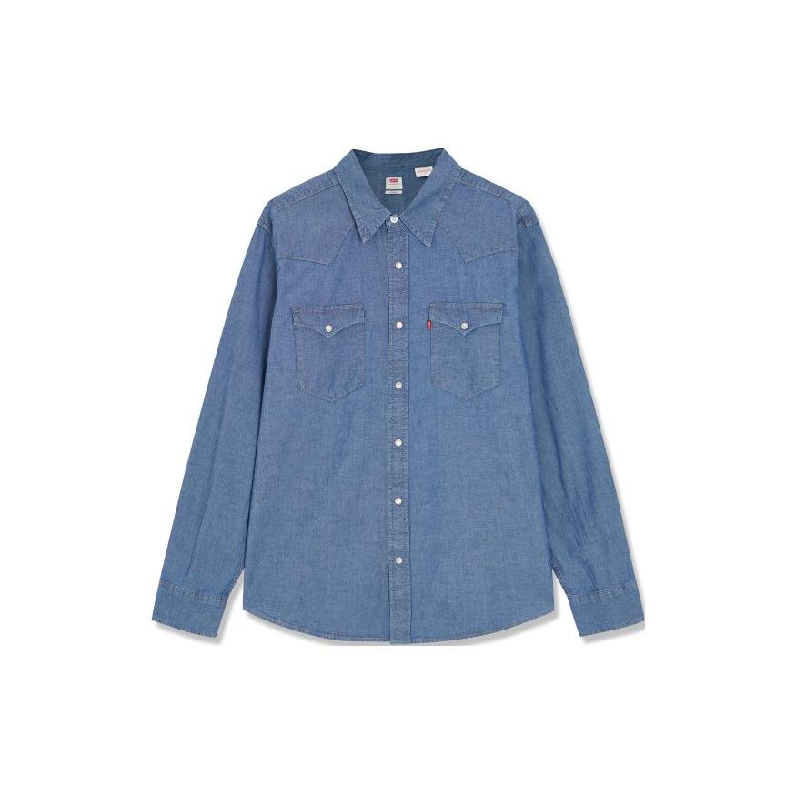 Levis Solid Color Button Down Straight Leg Denim Long Sleeve Shirt Men shirts Dark-Blue 85745-0156