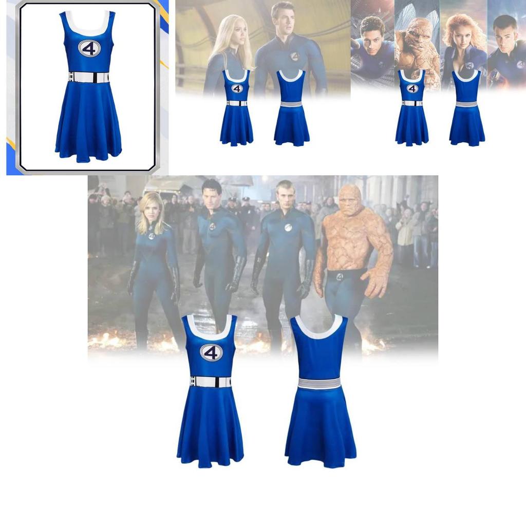 Kostium Niewidzialnej Kobiety z Fantastycznej Czwórki Na Halloween Cosplay Z Tkaniny Jedwabnej Mlecznej Dla Nastolatków