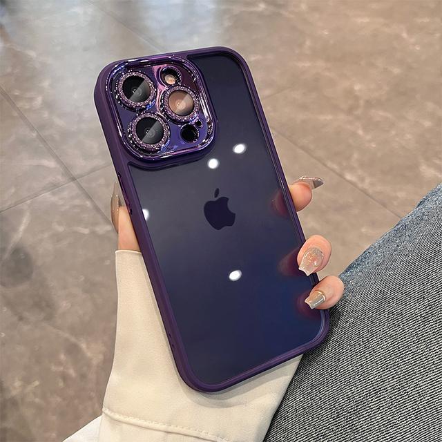 

Роскошный прозрачный чехол для телефона с блестками и бриллиантами для Iphone 14 13 12 Pro Max Plus, защитное покрытие для объектива, противоударный гибридный защитный чехол For iPhone 14 фиолетовый