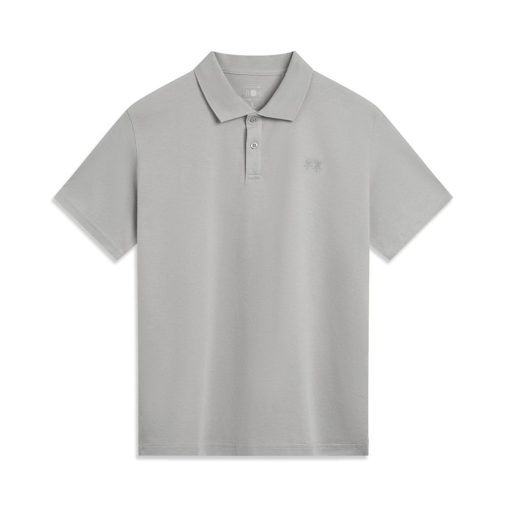Li-Ning Comfortable Casual Minimalist Solid Color Versatile Moisture-Wicking Short Sleeve Polo Shirt Men Polo Shirts Ultimate-Gray APLV083-20