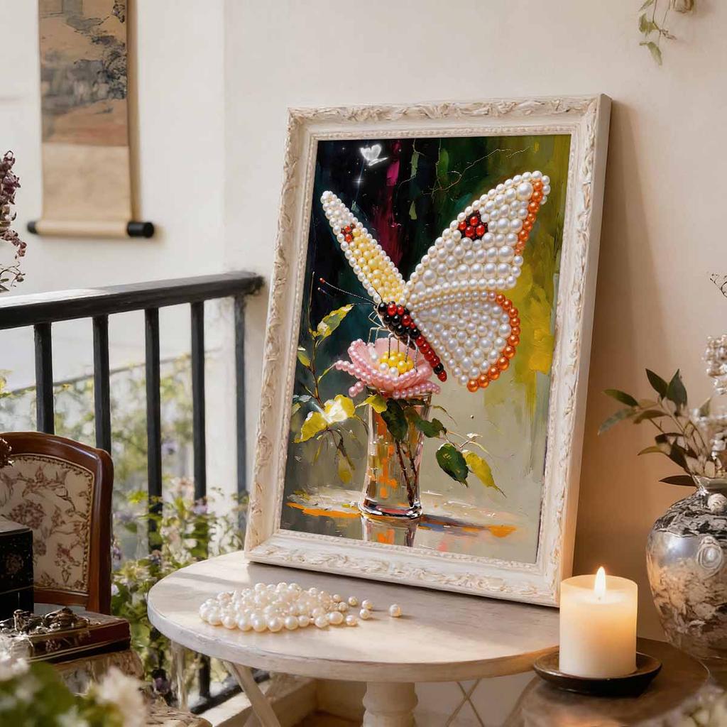 Pearl DIY The Fluttering Butterfly Art Kits 15.7x19.6inch Gem Art Pearl Painting Kits Without Frame for Adults Gift Idea Home Wall Decor