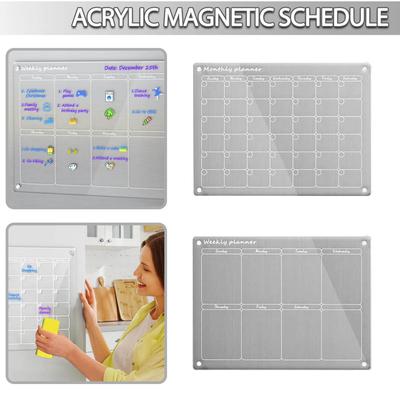 Kell Acrylic Magnetic Monthly and Weekly Calendar for Fridge with Dry Erase Markers