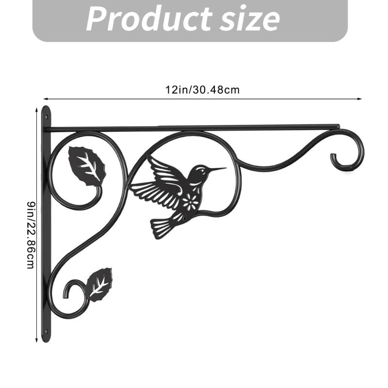 2 Pack Iron Plant Hangers Hook with Bird Pattern for Outdoor Indoor Hanging Plant Flower Pot Bird Feeder Wind Chime