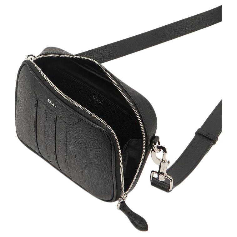 Bally Beckett Solid Color Versatile Leather Crossbody Bag Men Bags Black 6313596