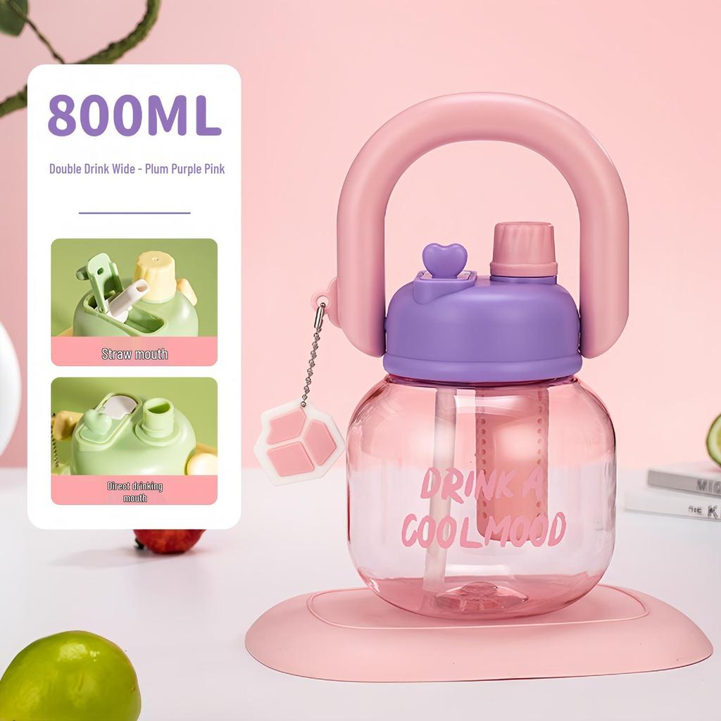 Large-Capacity Cartoon Kids' Water Cup with Straw & Tea Filter