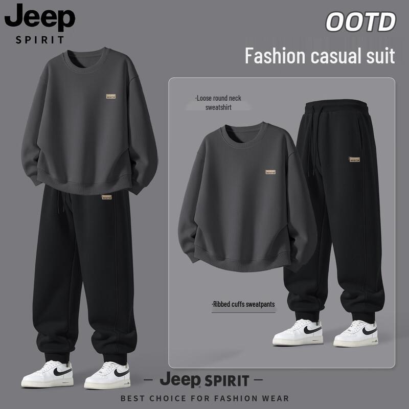JEEP SPIRIT Men's 2025 Casual Sweatshirt & Sweatpants Set