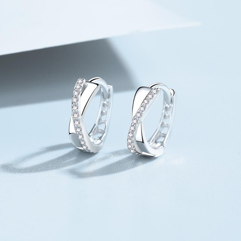 Cross Zircon Earrings High-end Simple Personality Temperament Ears Captive Earrings Ear Jewelry