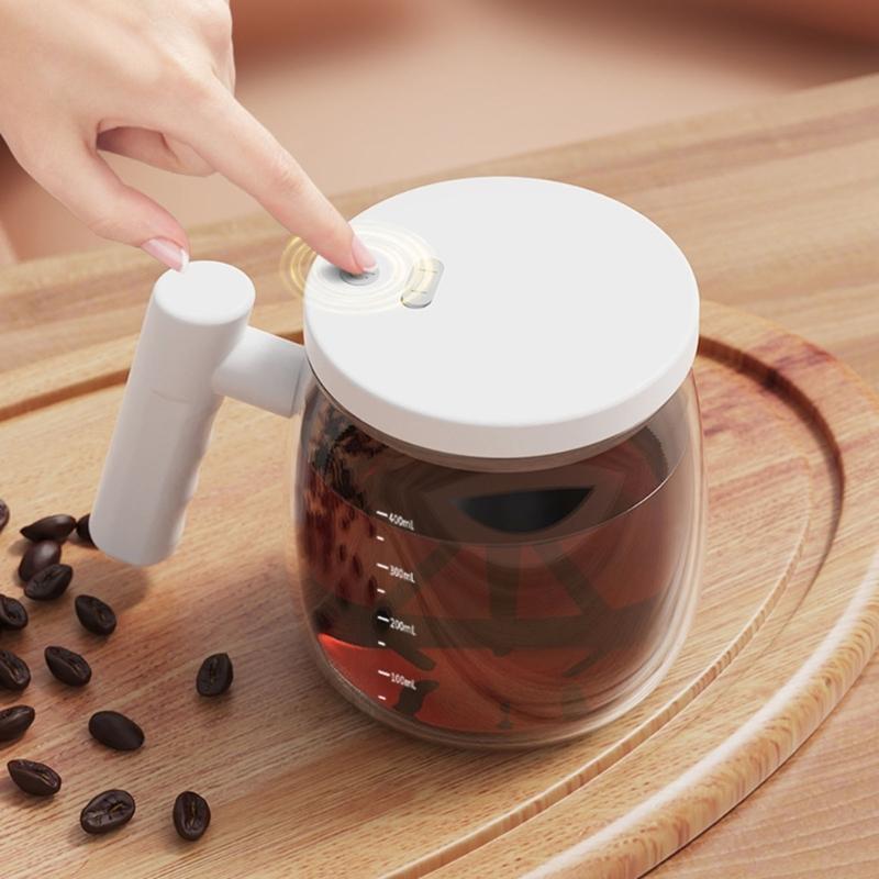 Glass Electric Automatic Stirring Mug 400ml with Lid and Handle for Coffee Milk Powder Mixing Portable Drink Mixer