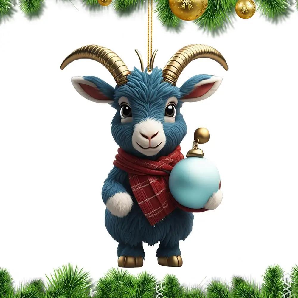 Swing Animal Goat Hanging Pendants Cartoon Goat Xmas Tree Ornament  for Cars Backpacks