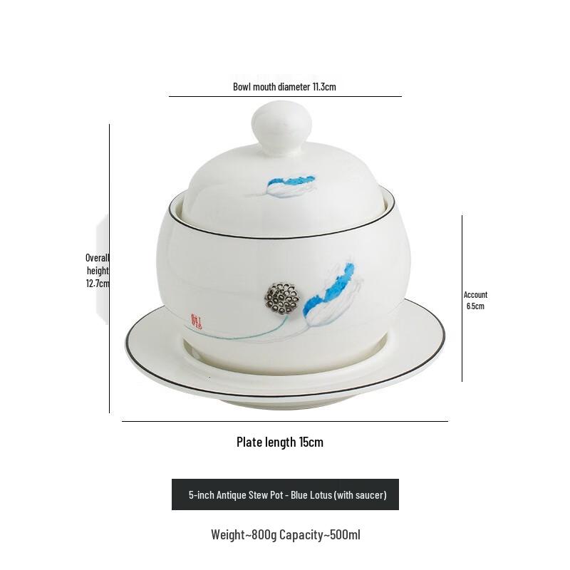 Japanese Style Ceramic Double Boiler Stew Pot