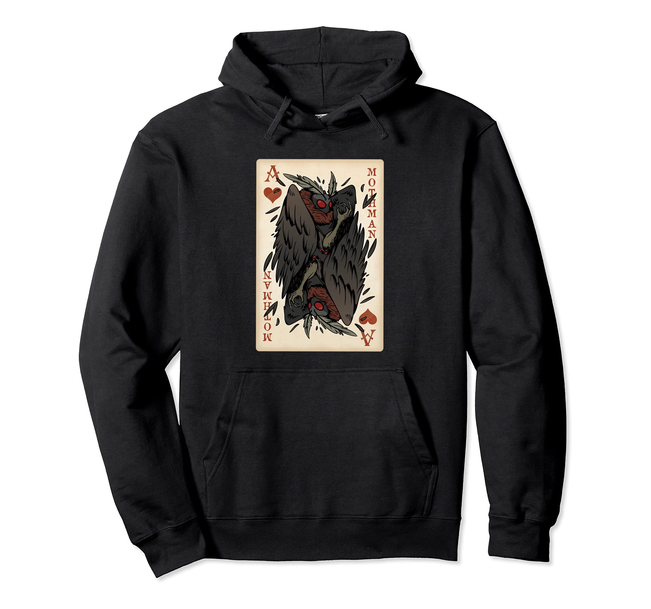 

Mothman Playing Cards Ace of Hearts Game Suit Cryptid Gift Hoodie - чорний