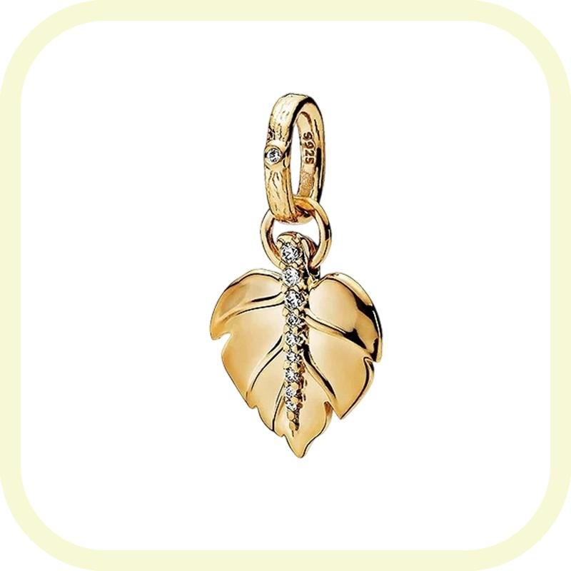 New Golden Flowers Collection Charm Bead Lucky Shamrock Rose in Bloom Daisy Flower Safety Chain Compatible With Authentic Bracelets Do It Yourself Jew