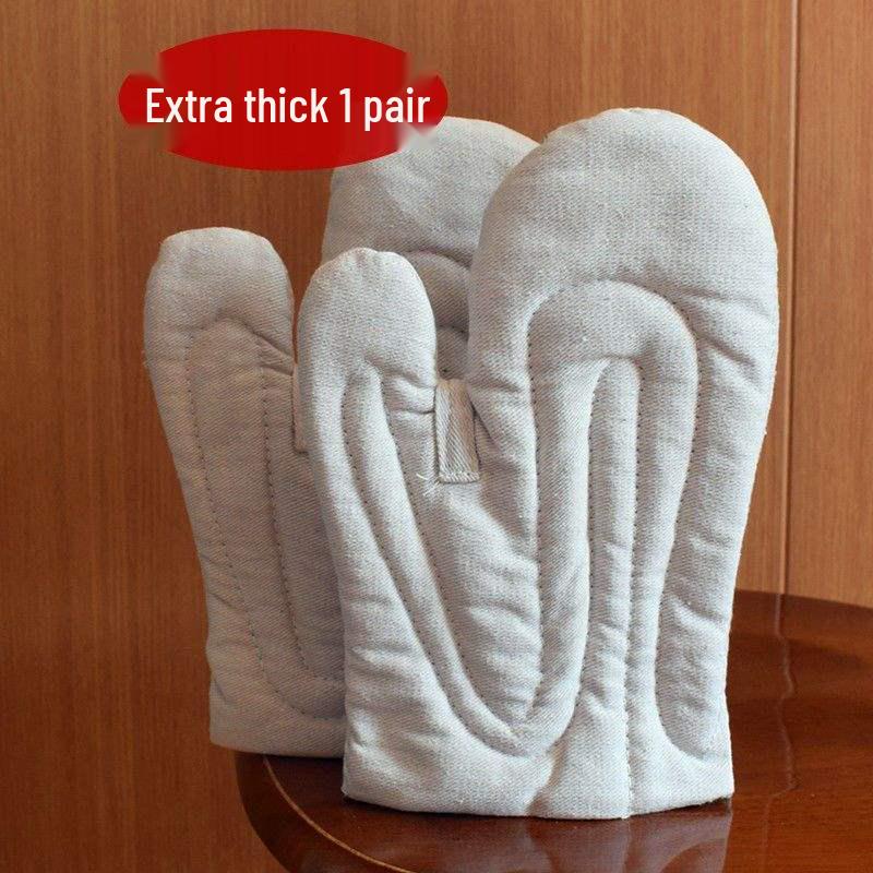 2 szt. Odporne na ciepło do 400°C Przemysłowe Rękawice Kuchenne Bawełniano-Lniane