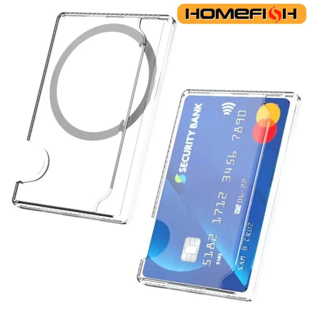 

Creative Transparent PC Magnetic Phone Case Back Adhesive Card Holder Storage Box Strong Magnet Card Sleeve New