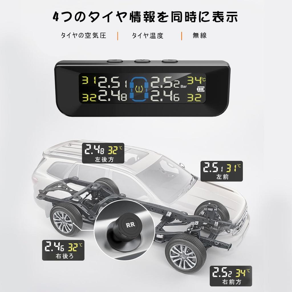 Tigwiss Tire Pressure Monitor, TPMS Air Pressure Sensor, Vibration Sensor, Tire Pressure Temperature Measurement,