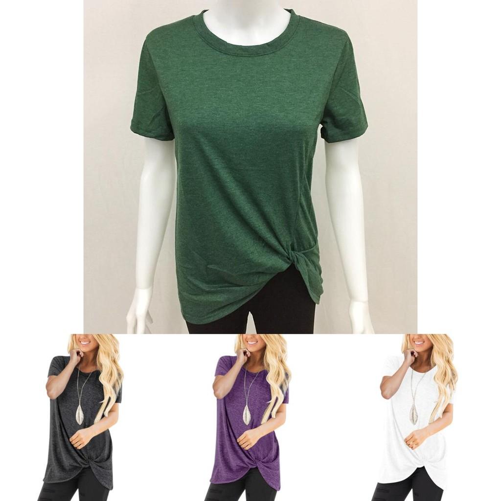 Stylish Women's Tunic Tops Short Sleeve Summer Loose Blouse Plus Size Shirt T-shirt