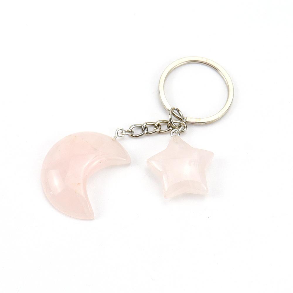

Crystal Star Moon Pendulum Pendant Keychain Keychain Bag Pendant K48 рожевий кварц кольору