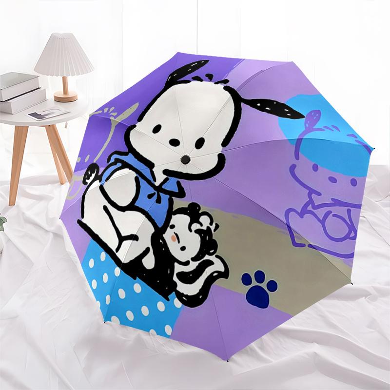 1pc Automatic Opening/Closing Umbrella with Cute Cartoon Print - Portable Three-Fold Design, 8-Bone Iron Frame Outdoor Umbrella, Ideal Gift for Fans,