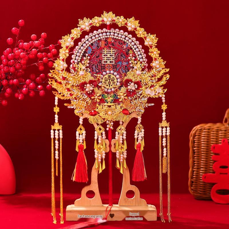 Ручной двусторонний круглый свадебный веер Сюхэ - Свадебный аксессуар в китайском стиле Fan