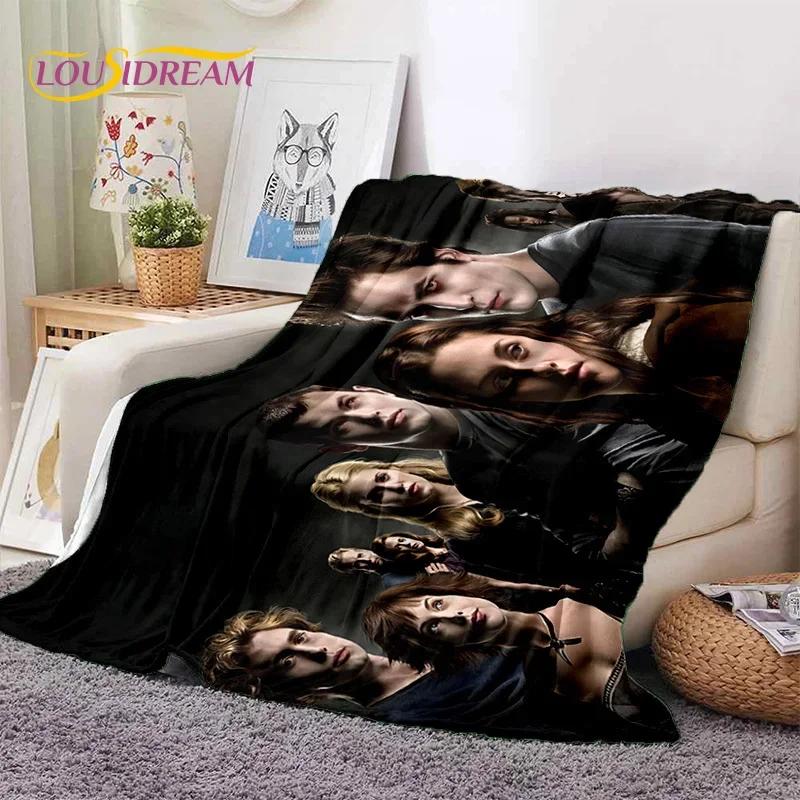 The Twilight Saga Edward Bella Mjuk Flanellfilt för Säng Sovrum Soffa Picknick, Kastfilt att Täckas med Utomhus Fritid Vilo-present