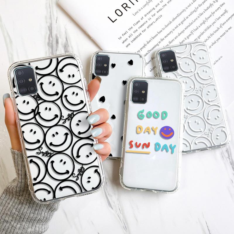 Custodia A51 per Samsung A22 Custodie Silicone Funda Samsung A32 4G A52 A72 5G A12 A21S A03S A71 31 A50S A30S A42 A10 Cover Telefono Smiley