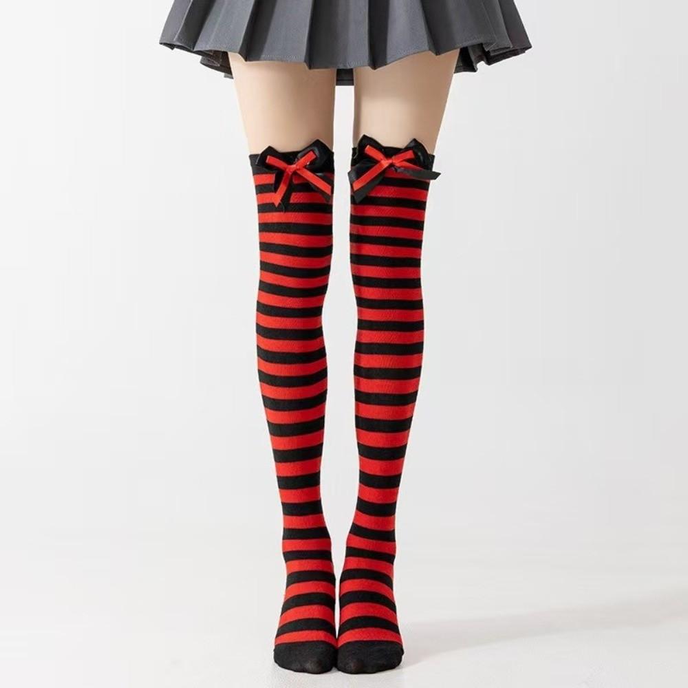 Japanese Style Over Knee Socks Keep Warm Thigh High Socks Striped Long Socks Stockings Cosplay