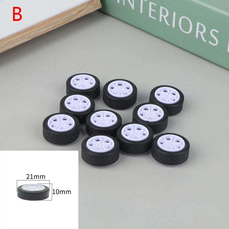 10Pcs Pc Toy Wheel Rubber Rim Tyres Diy Mini Technology 4Wd Colorful Tires Hole