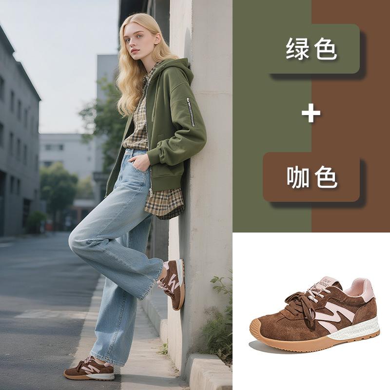Leather sneakers women's 2025 autumn new platform German training shoes casual outdoor Forrest Gump shoes versatile women's shoes tide