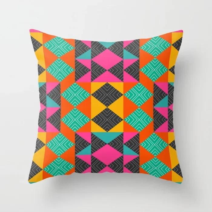 Colorful Geometric Abstract Pillowcase Office Sofa Car Cushion Cover Living Room Bedroom Decorative Pillowcase 45*45cm