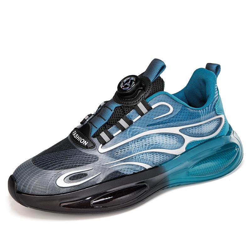 Men's shoes summer new casual rotating button breathable platform youth sports running dad shoes