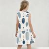 Girls Round Neck Sleeveless Geometric Printed A Line Flared Dress