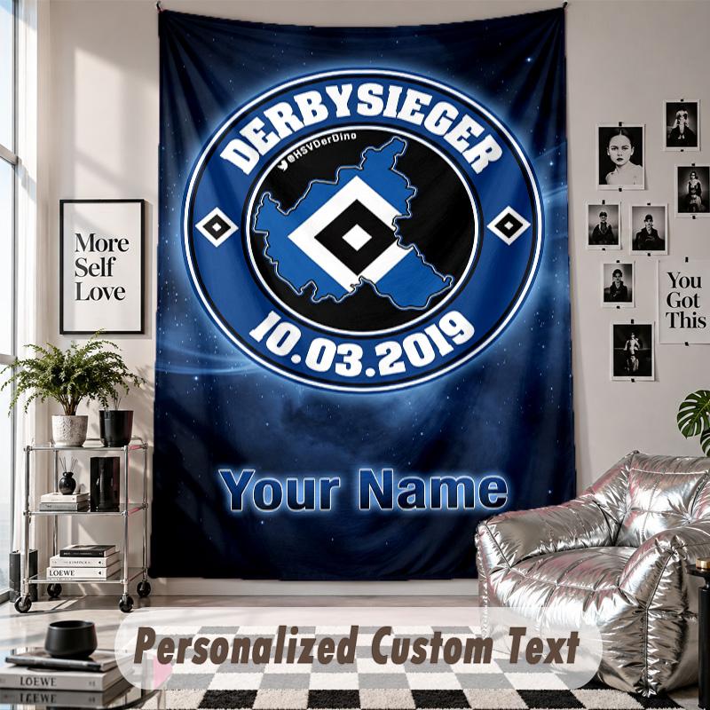 Wall Hanging Tapestry With Custom Name & Text, Hamburger SV Decorative Tapestry For Bedroom