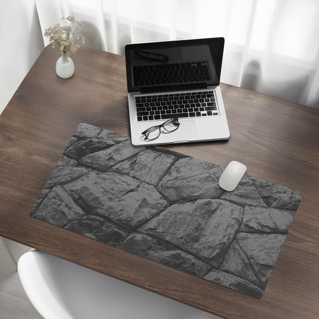 Desk Protector Mat Keyboard Mouse Stone Wall 90X45 Cm