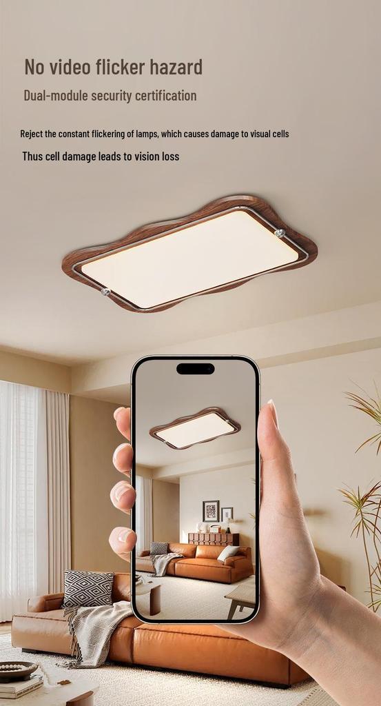 Vintage Solid Wood Eye Protection Ceiling Light for Living and Dining Rooms