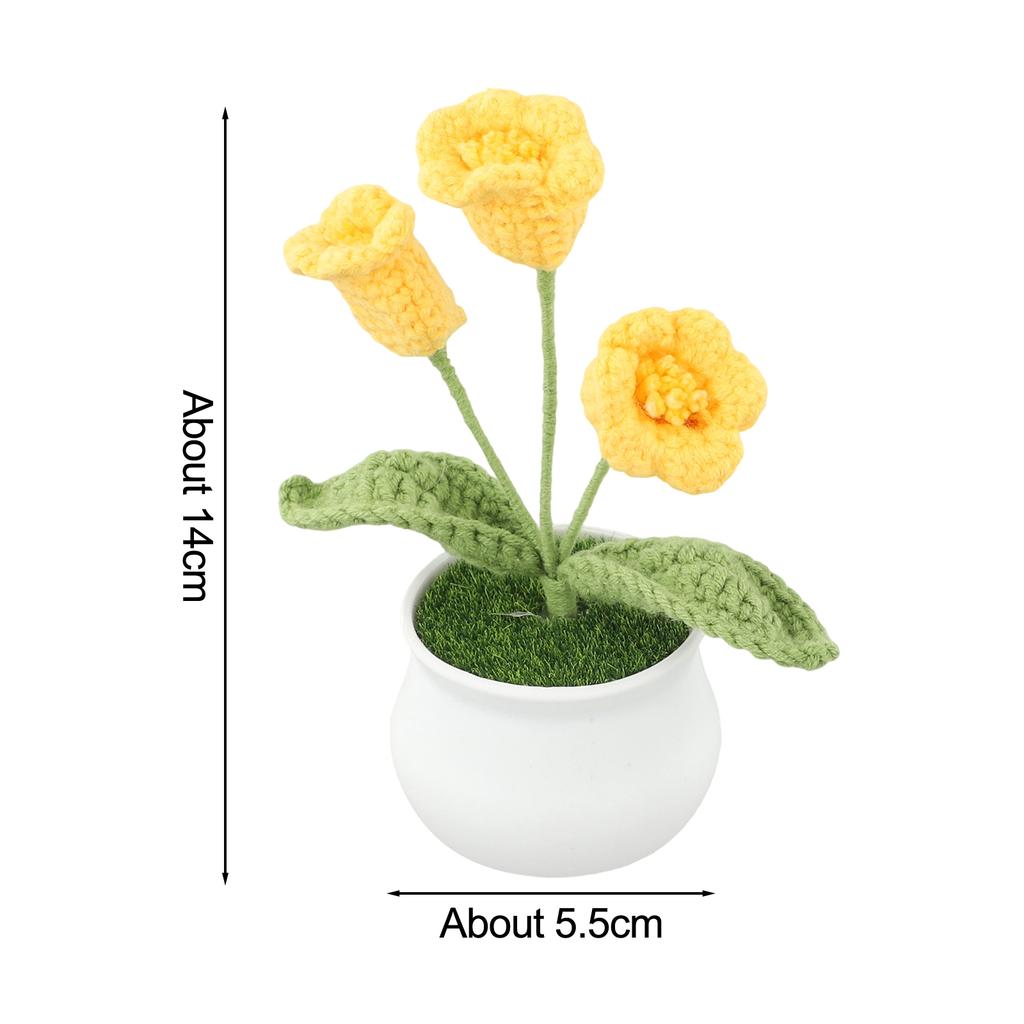 Beautiful Crochet Flower Pot Vase Arrangement Home Decoration 14 Cm Crochet Flowers Charming Table Centerpiece