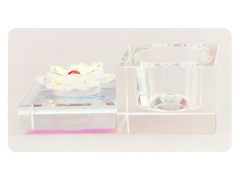 Sunflower Square Iridescent Glass Nail Art Brush Cleaning Cup with Lid