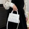 Elegantní Retro Jednobarevná Mini Kabelka Všestranná Korejský Styl Vzor Srdce Láska PU Kůže Crossbody Taška přes Rameno pro Středoškolačky