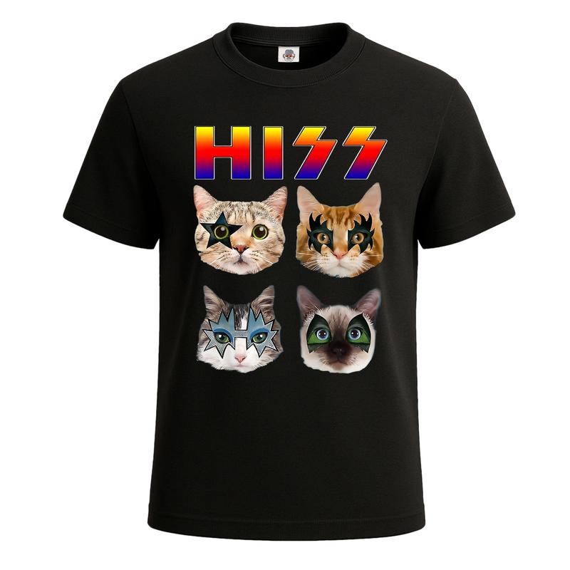 HISS Cat Funny Cats Kittens Rock Music Gift Unisex Graphic T-Shirt Funny Party Shirt Top XXL