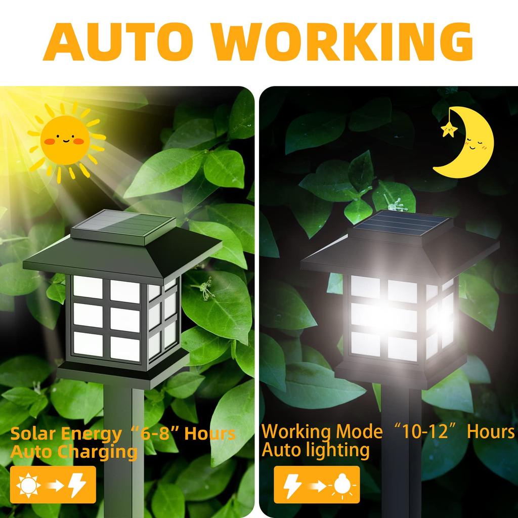 12Pack Solar Path Lights Outdoor Solar Walkway Lights Waterproof Garden Light Decorative for Yard Landscape Driveway Warm White